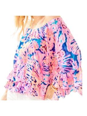 Lilly Pulitzer Corie Top In Multi Swirling Seadream, XL